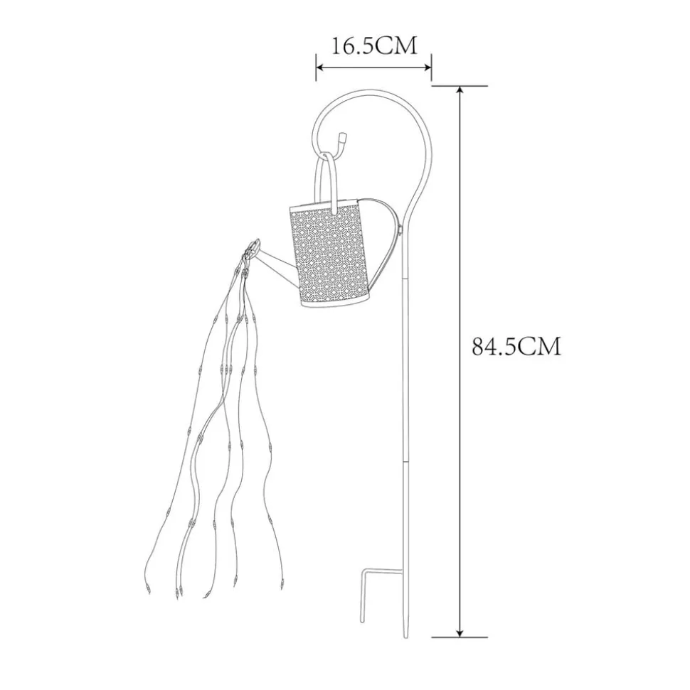 LED-solcellelampe 336523, guld, vandkande, jordspyd, metal