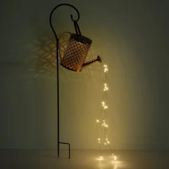 LED-solcellelampe 336523, guld, vandkande, jordspyd, metal
