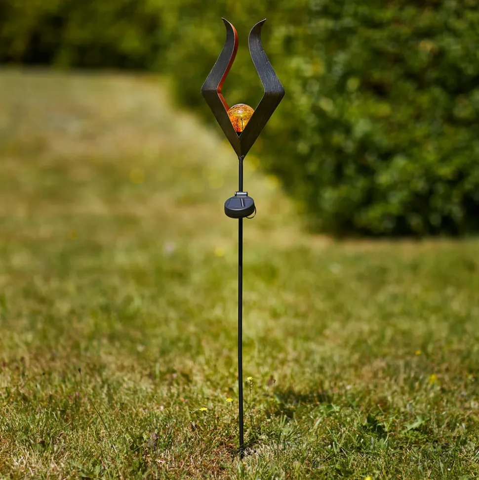LED-solcellelampe 48702 med jordspyd og glaskugle