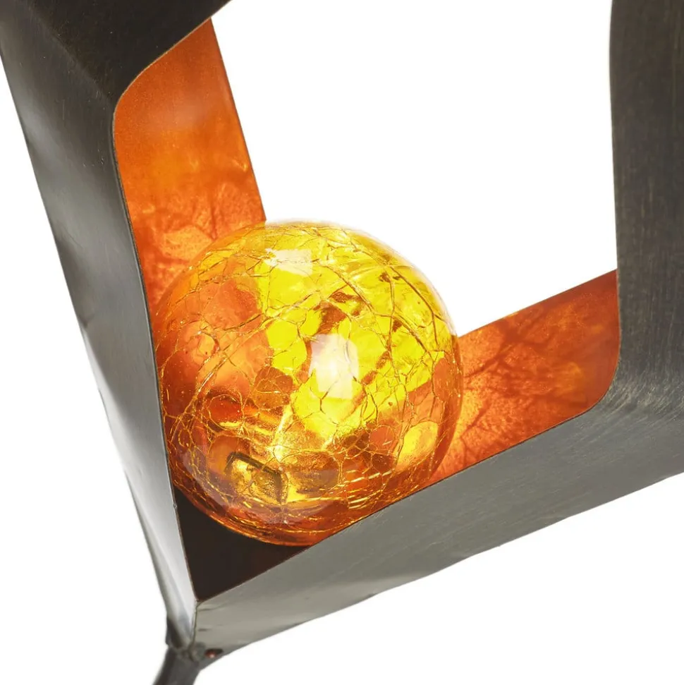 LED-solcellelampe 48702 med jordspyd og glaskugle