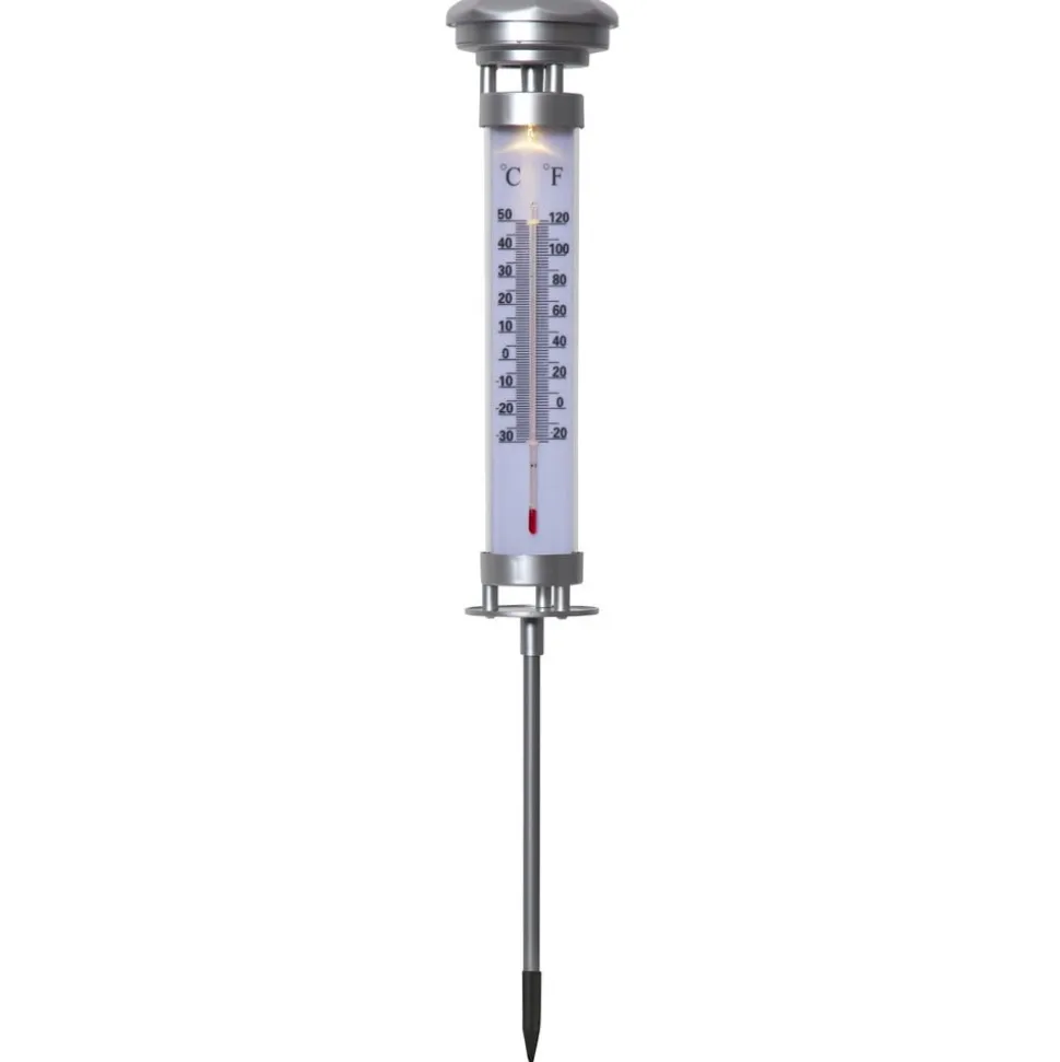LED-solcellelampe Celsius, udendørstermometer