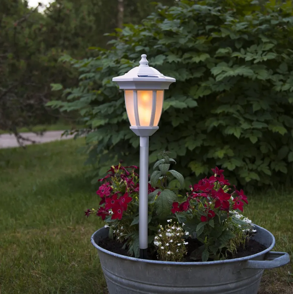 LED-solcellelampe Flame, 4-i-1, hvid