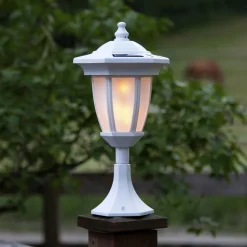 LED-solcellelampe Flame, 4-i-1, hvid