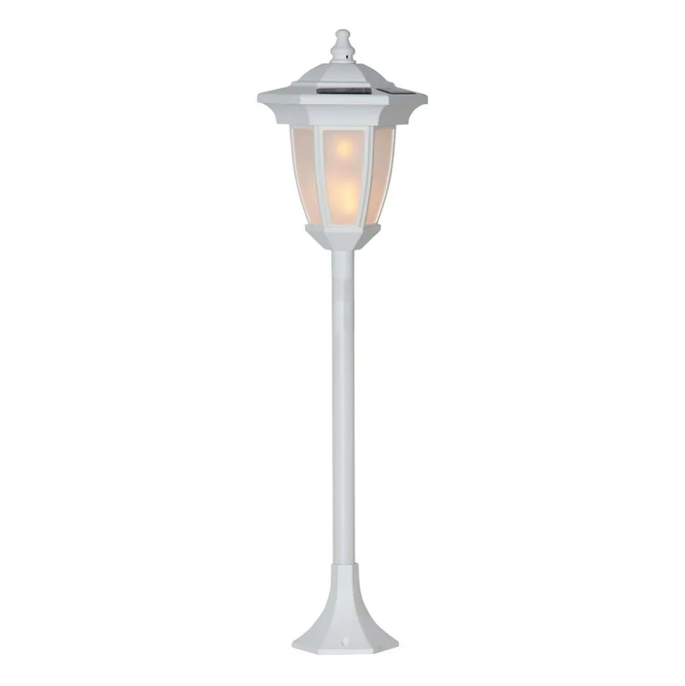 LED-solcellelampe Flame, 4-i-1, hvid
