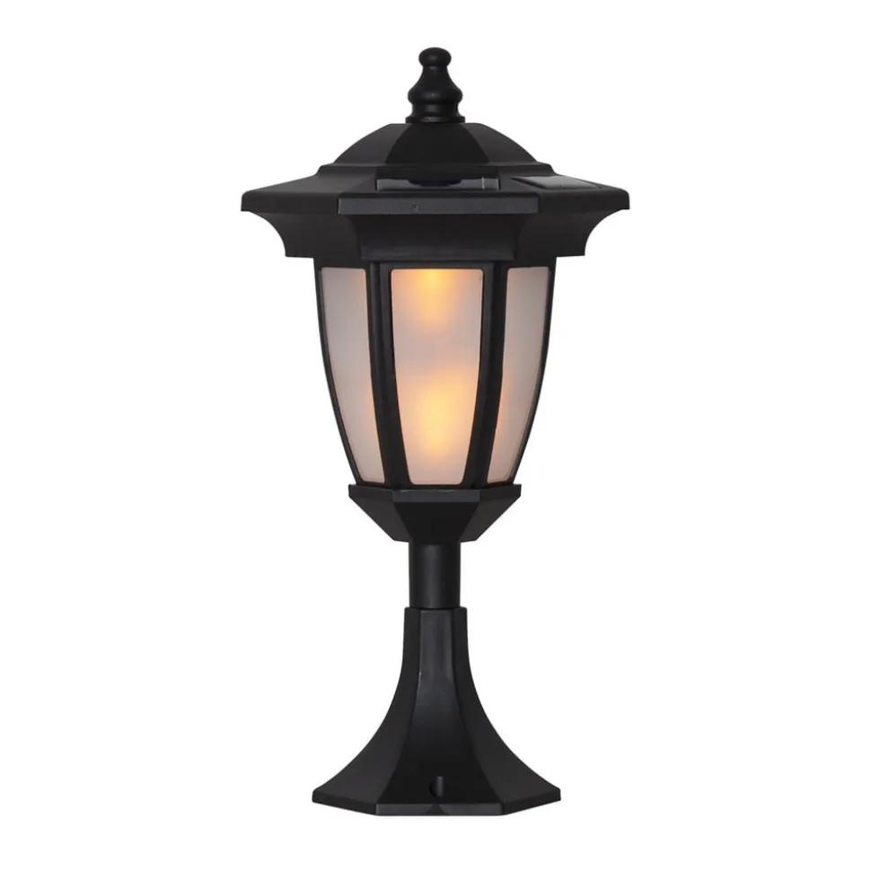 LED-solcellelampe Flame, 4-i-1, sort