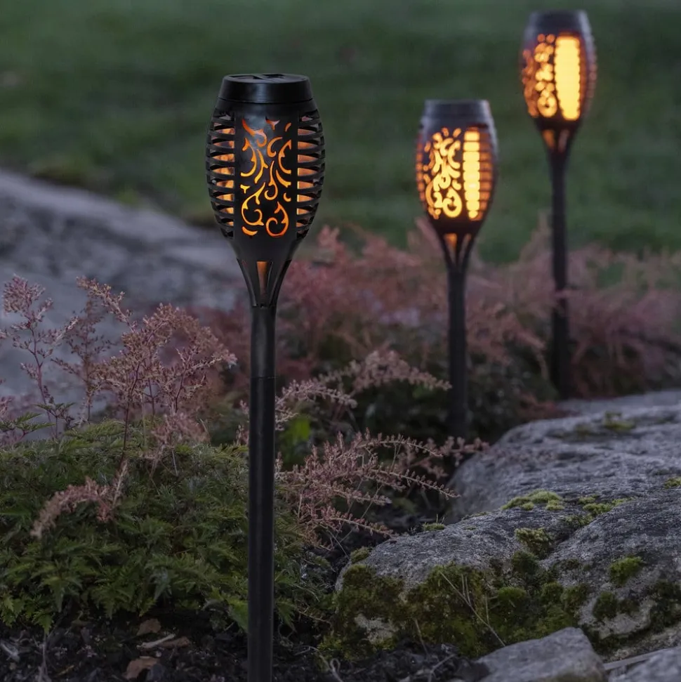 LED-solcellelampe Flame Mini i sæt af 3