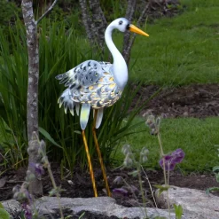 LED-solcellelampe Heron som en hejre figur