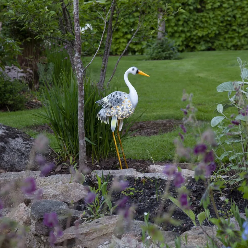 LED-solcellelampe Heron som en hejre figur