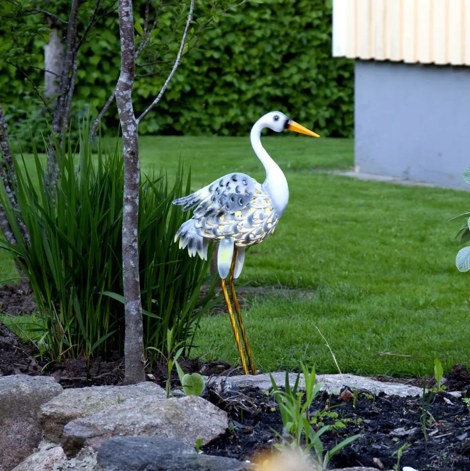 LED-solcellelampe Heron som en hejre figur