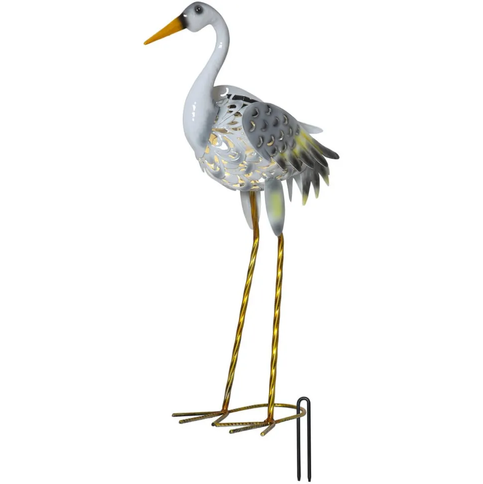 LED-solcellelampe Heron som en hejre figur
