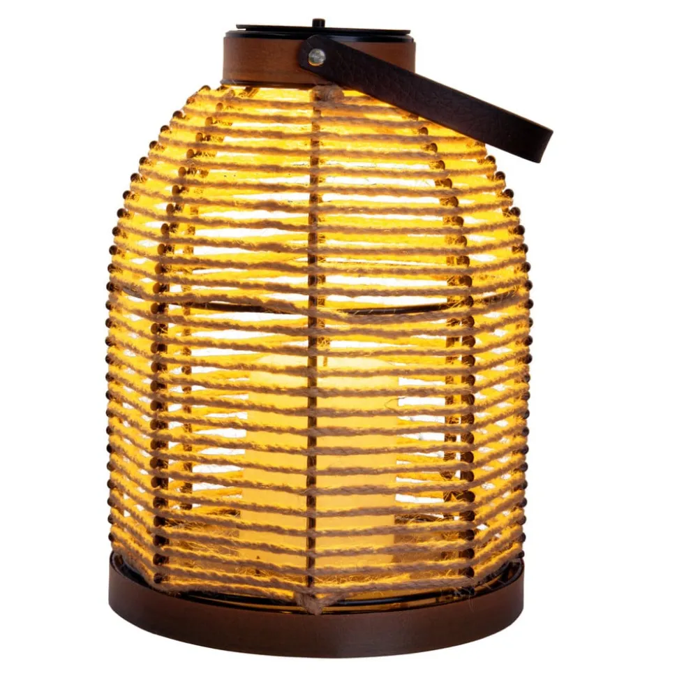 LED-solcellelampe Korbinian, brun, højde 29 cm, IP44, lygte