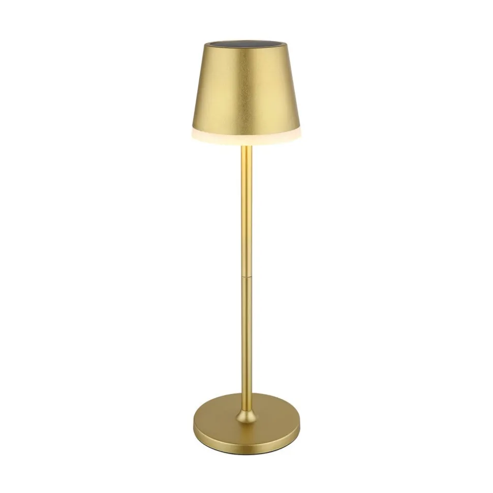 LED-solcellelampe, metal, guldfarvet, højde 41 cm, IP44