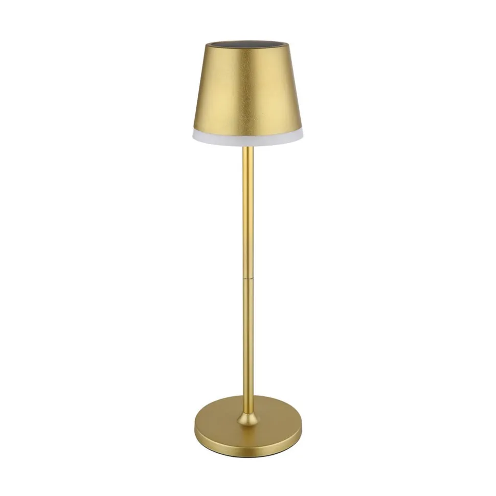 LED-solcellelampe, metal, guldfarvet, højde 41 cm, IP44