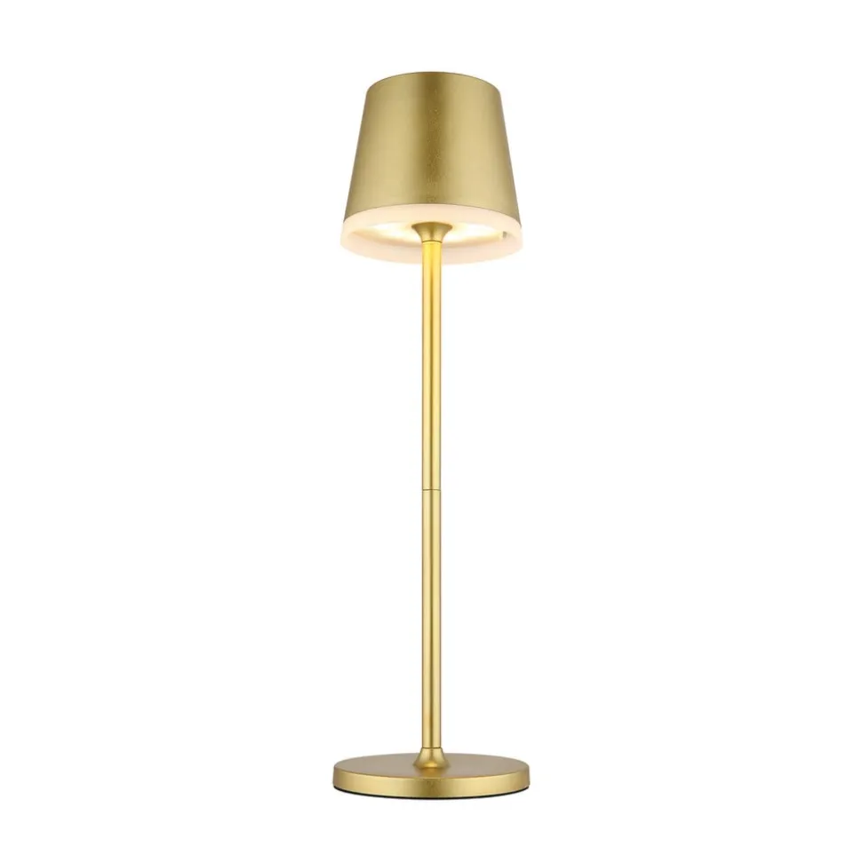 LED-solcellelampe, metal, guldfarvet, højde 41 cm, IP44