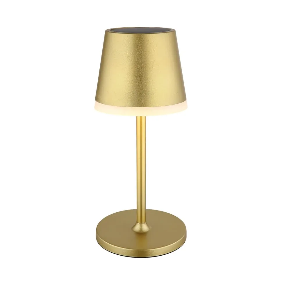 LED-solcellelampe, metal, guldfarvet, højde 41 cm, IP44
