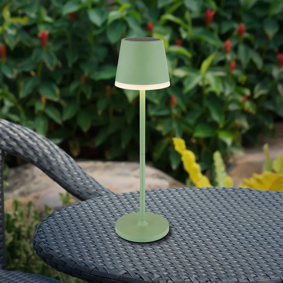 LED-solcellelampe, metal, lysegrøn, højde 41 cm, IP44