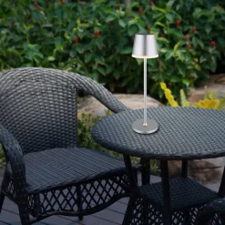 LED-solcellelampe, metal, sølvfarvet, højde 41 cm, IP44