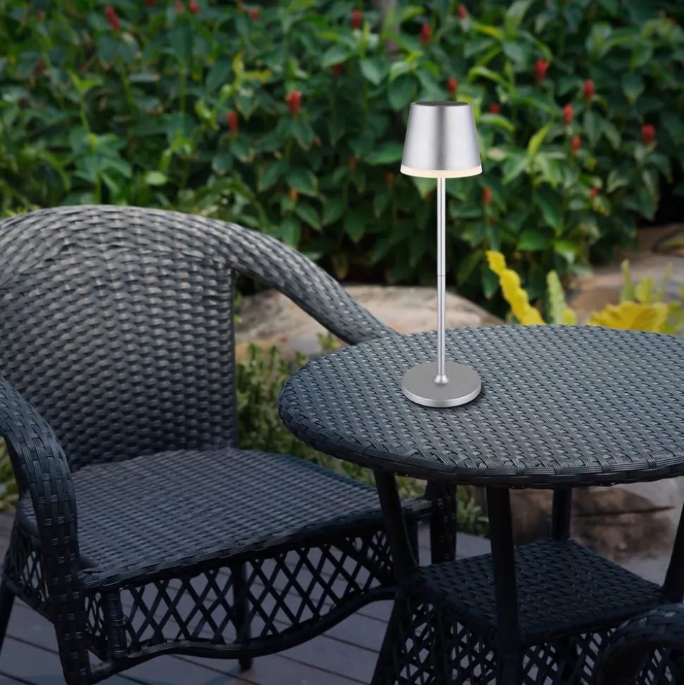 LED-solcellelampe, metal, sølvfarvet, højde 41 cm, IP44