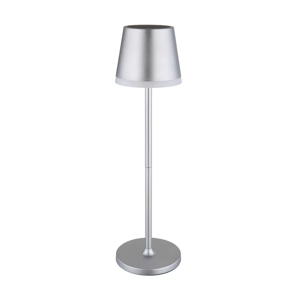 LED-solcellelampe, metal, sølvfarvet, højde 41 cm, IP44