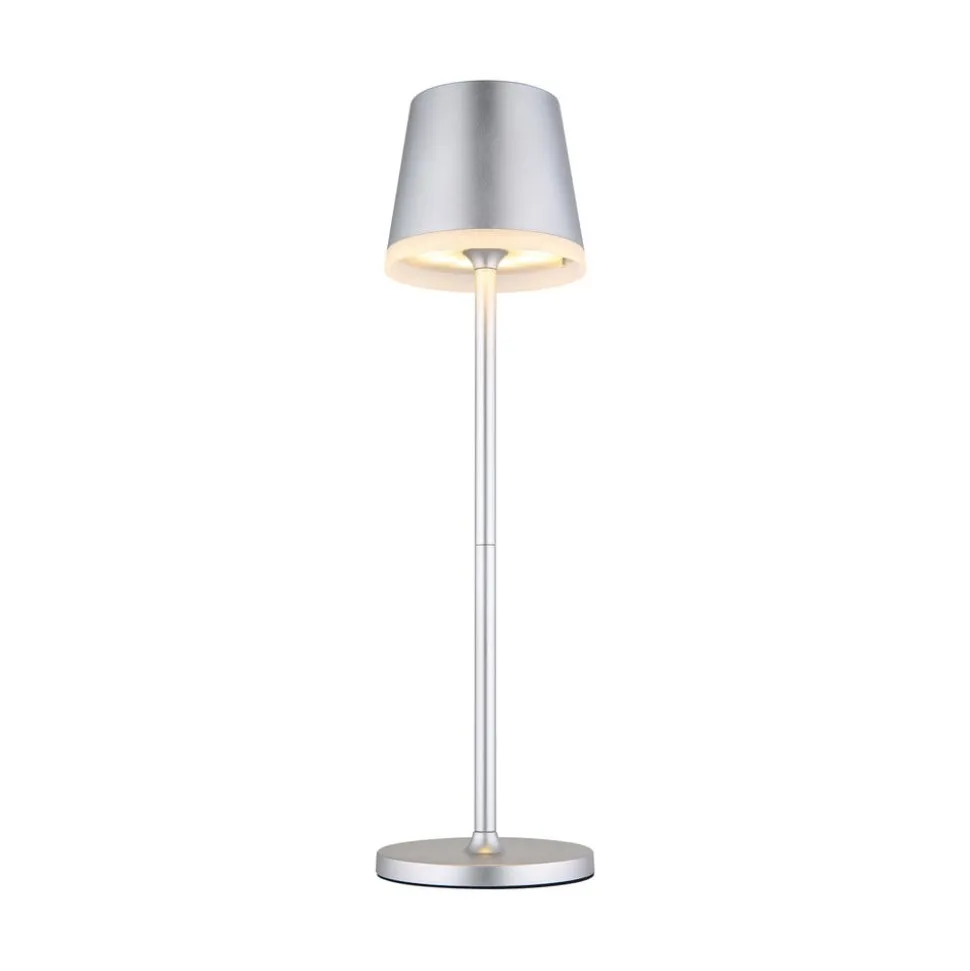 LED-solcellelampe, metal, sølvfarvet, højde 41 cm, IP44