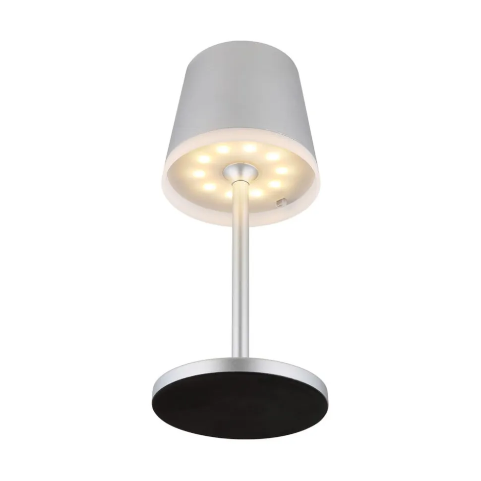 LED-solcellelampe, metal, sølvfarvet, højde 41 cm, IP44