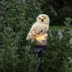 LED-solcellelampe Owl med jordspyd
