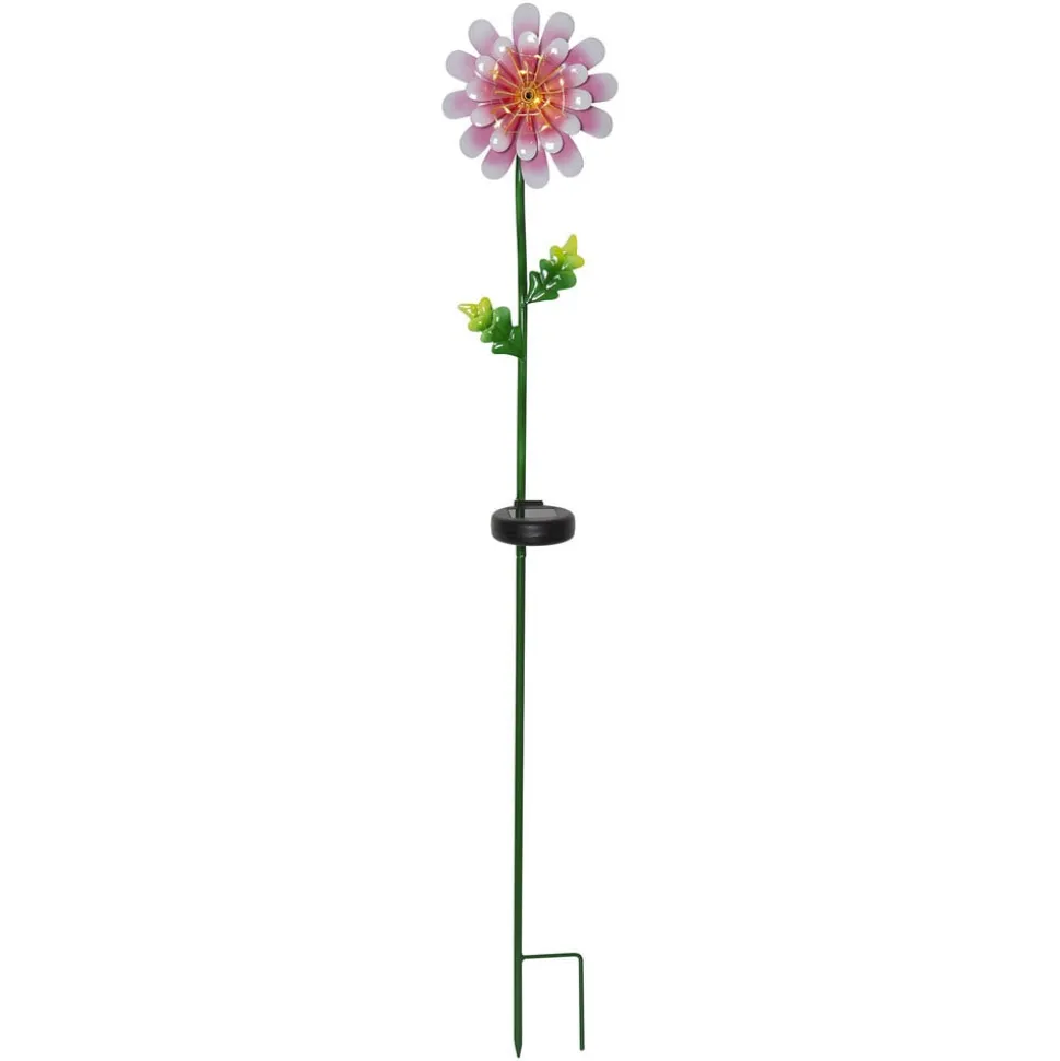 LED-solcellelampe Pink Daisy i blomsterform