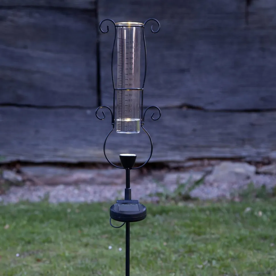 LED-solcellelampe Pluvio med regnmåler