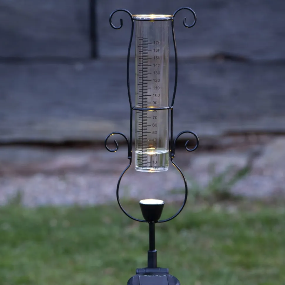 LED-solcellelampe Pluvio med regnmåler
