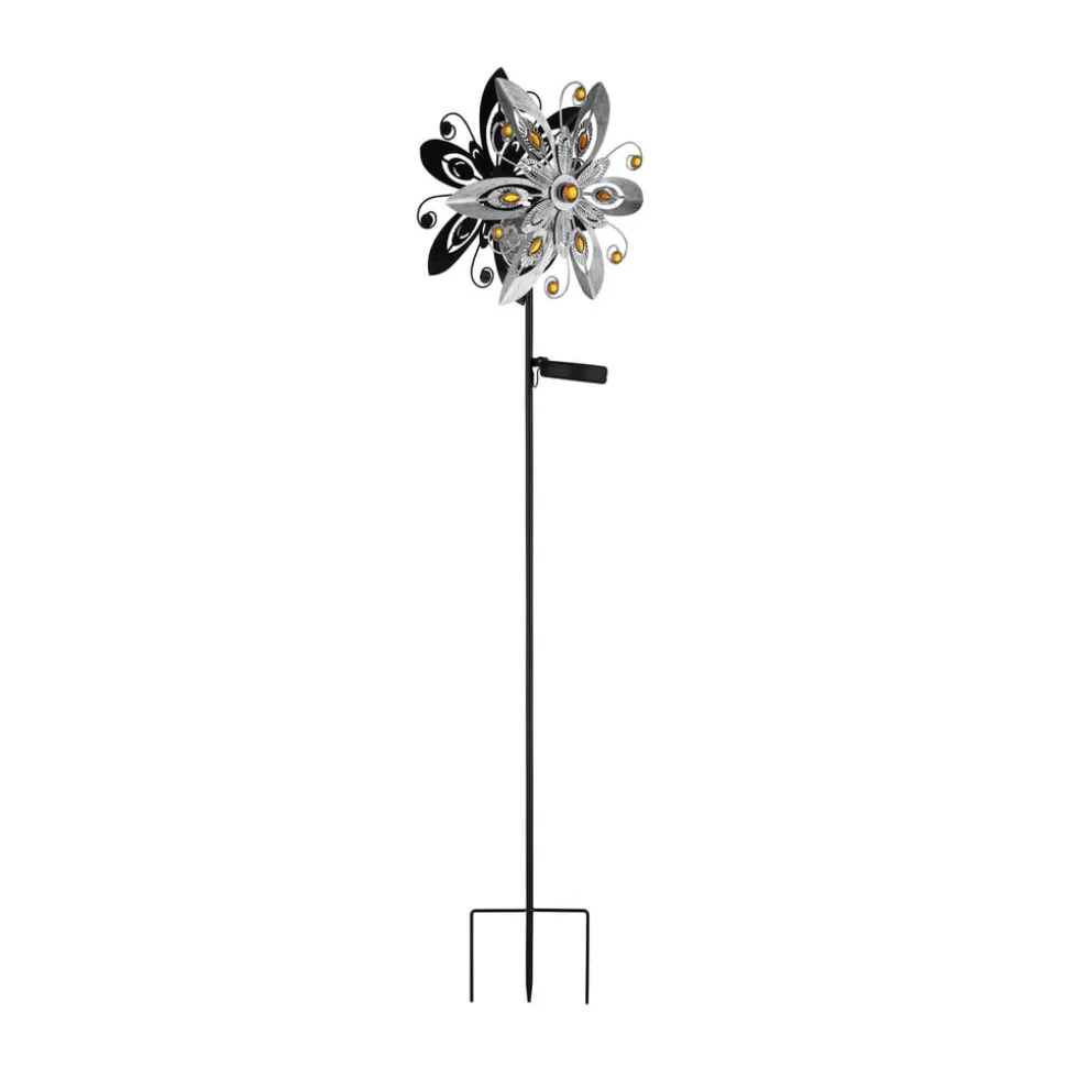 LED-solcellelampe 36578S, jordspyd, sølv/sort, metal
