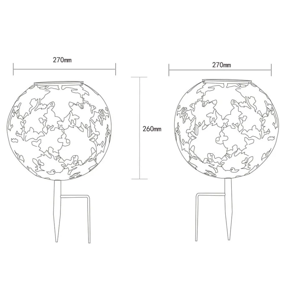 LED-solcellelampe 36749S kugle Ø 27 cm, sølv, jordspyd