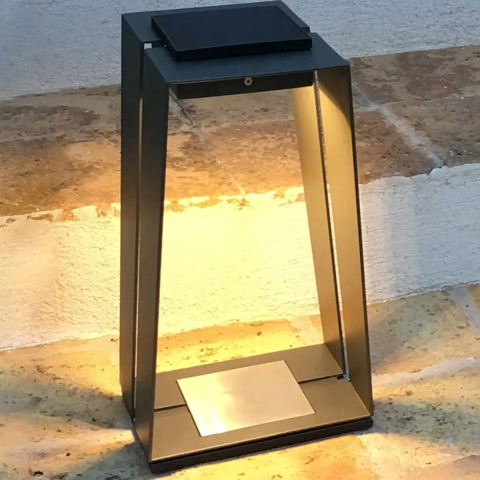 LED-solcellelampe Skaal i aluminium, 40 cm, grå