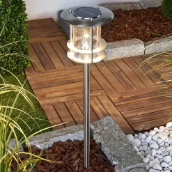 LED-solcellelampe Sumaya, stål, 65 cm høj, jordspyd