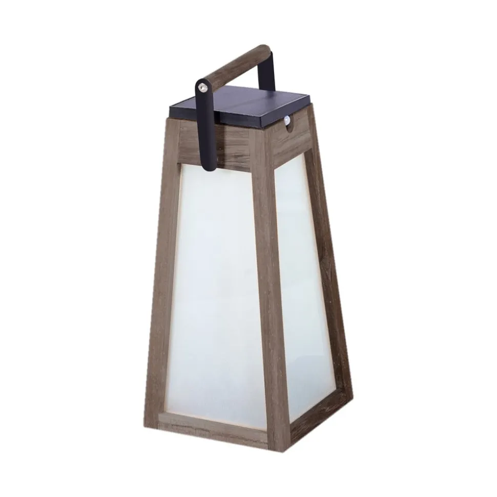 LED-solcellelygte Tecka, teaktræ Duratec grå 39 cm