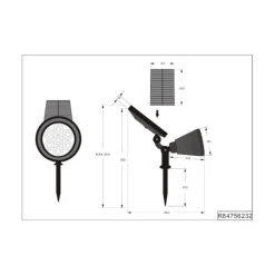 LED-solspotlight Festival, sort mat, RGB, sensor