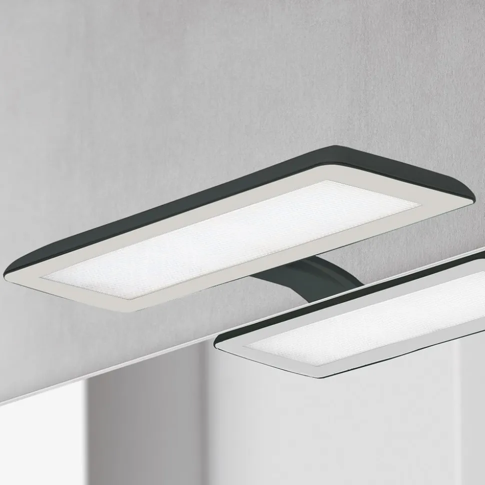 LED-spejllampe Nikita, sort/stålgrå