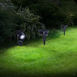 LED-spot med jordspyd SPOTI, sort, 3-sæt, IP44