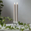 LED-stage Flamme Stripe, beige, 25 cm voksbatteri sæt med 2 stk