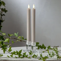 LED-stage Flamme Stripe, beige, 25 cm voksbatteri sæt med 2 stk
