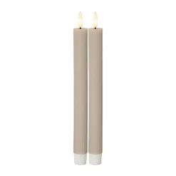 LED-stage Flamme Stripe, beige, 25 cm voksbatteri sæt med 2 stk