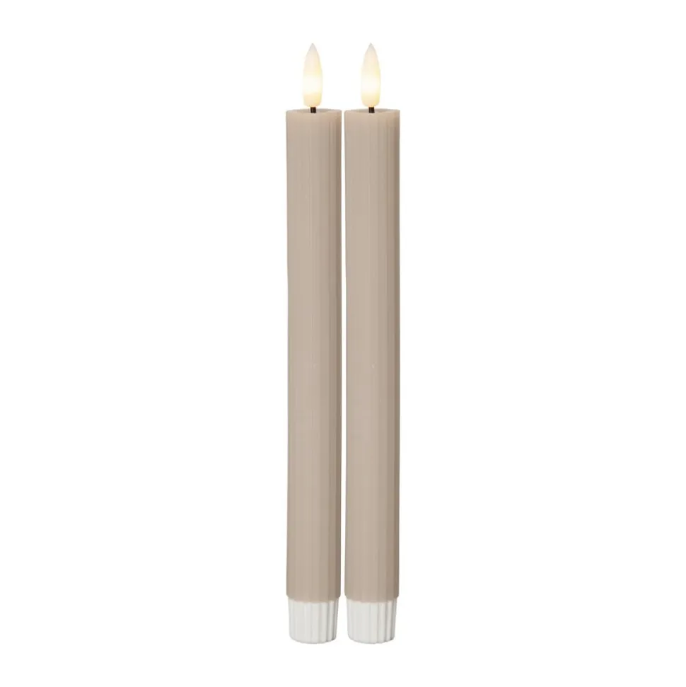 LED-stage Flamme Stripe, beige, 25 cm voksbatteri sæt med 2 stk