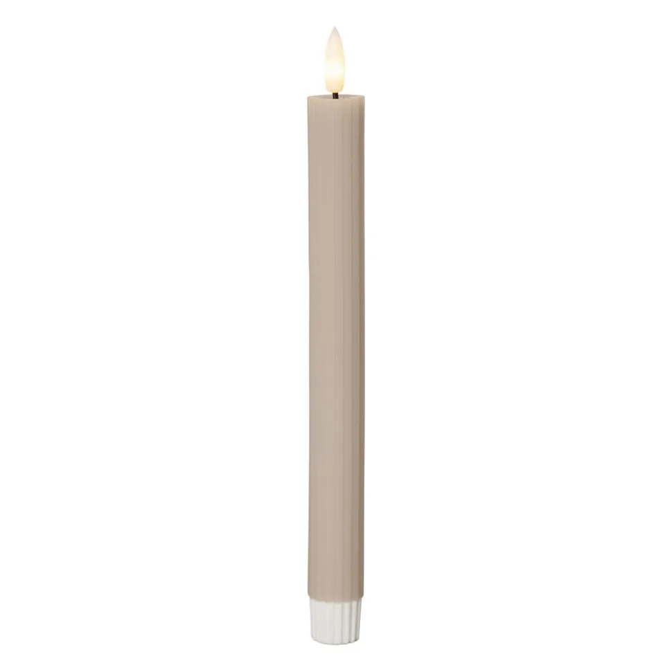 LED-stage Flamme Stripe, beige, 25 cm voksbatteri sæt med 2 stk