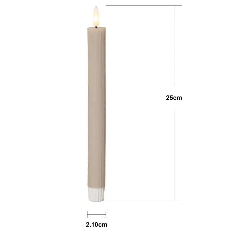 LED-stage Flamme Stripe, beige, 25 cm voksbatteri sæt med 2 stk