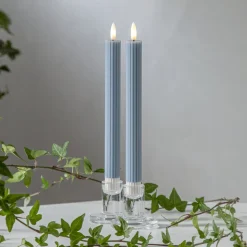 LED-stage Flamme Stripe, blå, 25 cm, voksbatteri sæt med 2 stk