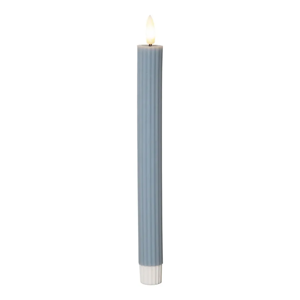 LED-stage Flamme Stripe, blå, 25 cm, voksbatteri sæt med 2 stk