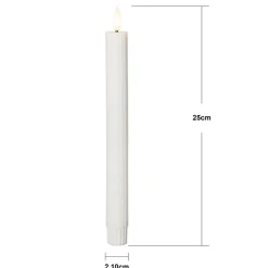 LED-stage Flamme Stripe, hvid, 25 cm, voksbatteri sæt med 2 stk
