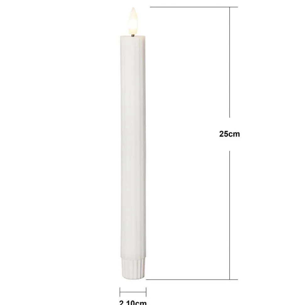 LED-stage Flamme Stripe, hvid, 25 cm, voksbatteri sæt med 2 stk