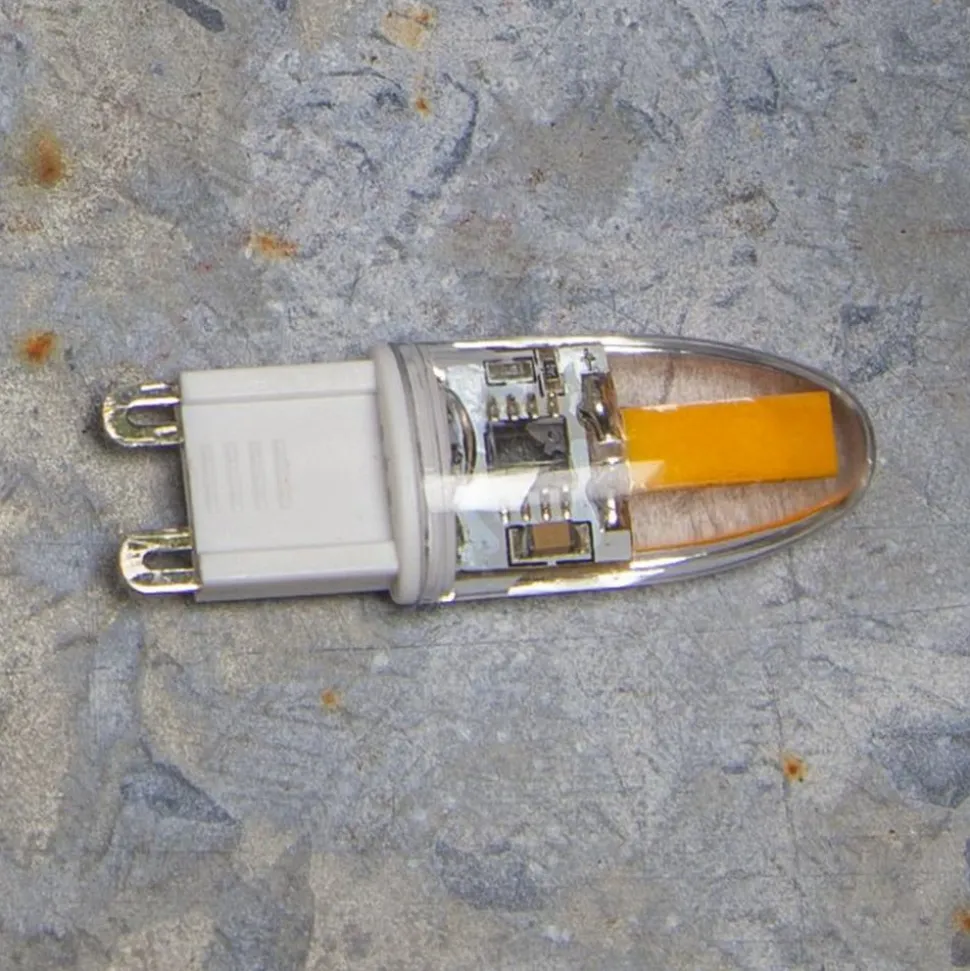 LED-stiftsokkelpære, G9, 1,8 W, klar, 2.800 K, dæmpbar, 200 lm