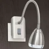 LED-stikkontaktlampe Manvel med kontakt, nikkel