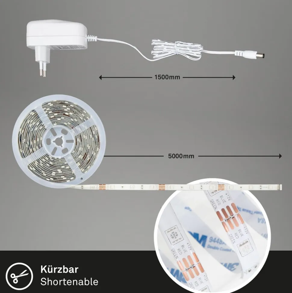 LED-stripe med RGB, WiFi, 500 cm m. fjernbetjening